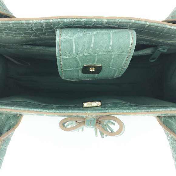 Vintage LIZ CLAIBORNE Faux Reptile Turquoise Bag - Picture 6 of 8